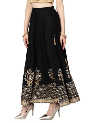 black viscose flared skirt - 17694613 - Standard Image - 2