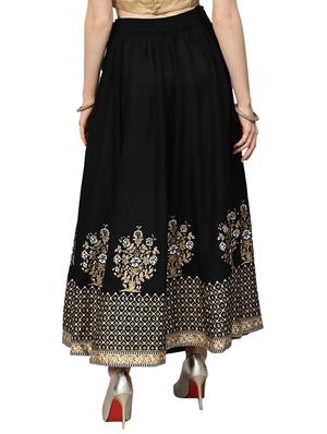 black viscose flared skirt - 17694613 - Standard Image - 3