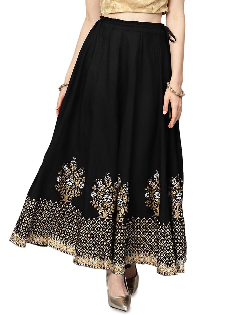 black viscose flared skirt - 17694613 - Zoom Image - 1