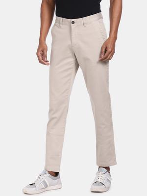 beige solid chinos - 17694629 - Standard Image - 3