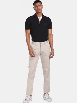 beige solid chinos - 17694629 - Standard Image - 5