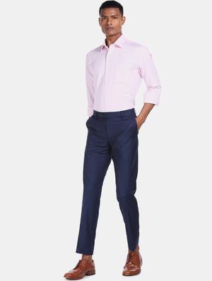 blue solid flat front formal trouser - 17694639 - Standard Image - 5
