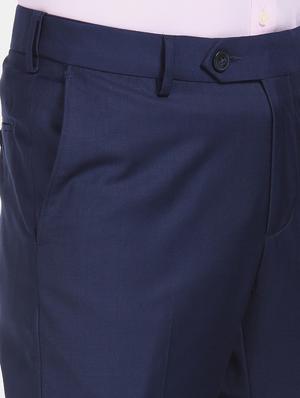 blue solid flat front formal trouser - 17694639 - Standard Image - 6