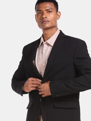 black solid single breasted casual blazer - 17694650 - Standard Image - 3