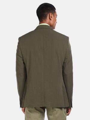 olive green solid single breasted casual blazer - 17694651 - Standard Image - 3