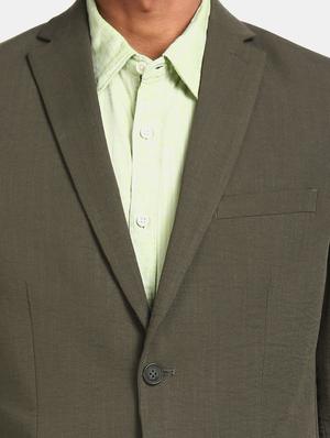 olive green solid single breasted casual blazer - 17694651 - Standard Image - 6