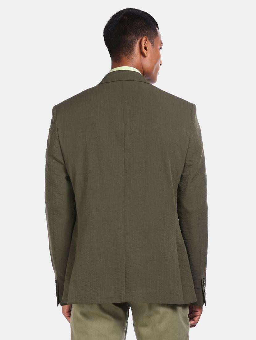 olive green solid single breasted casual blazer - 17694651 - Zoom Image - 3