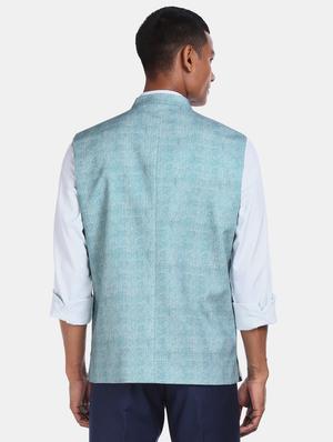 blue solid nehru jacket - 17694745 - Standard Image - 2