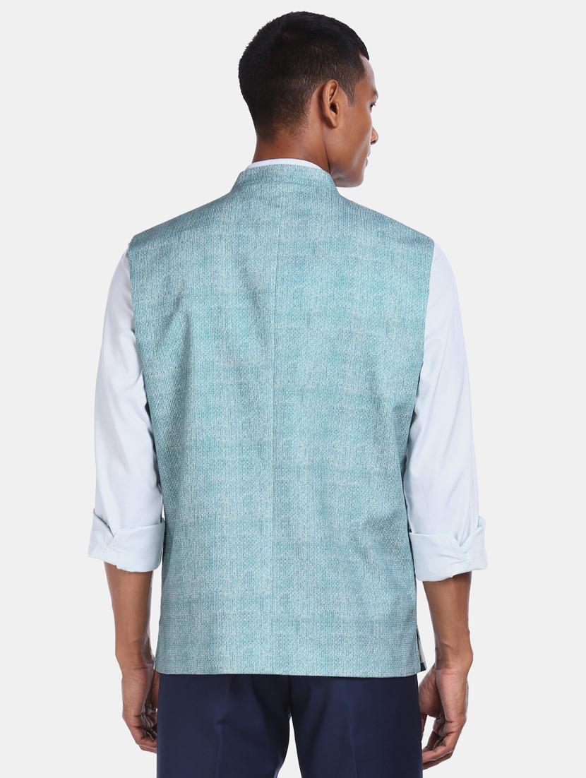 blue solid nehru jacket - 17694745 - Zoom Image - 2