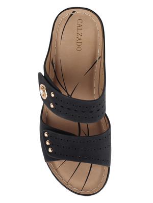 black slip on wedge - 17694827 - Standard Image - 4