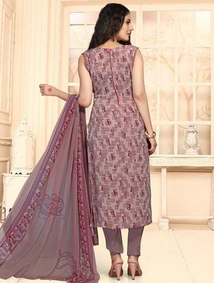 purple crepe churidaar suits unstitched suit - 17694871 - Standard Image - 2