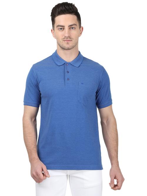 blue solid polo t-shirt - 17694920 - Standard Image - 1