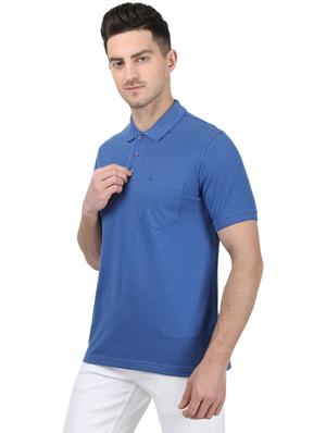 blue solid polo t-shirt - 17694920 - Standard Image - 2