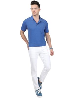 blue solid polo t-shirt - 17694920 - Standard Image - 4