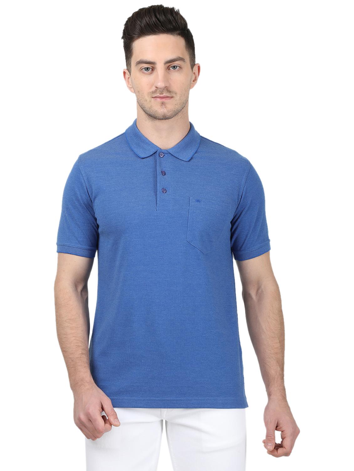 blue solid polo t-shirt - 17694920 - Zoom Image - 1