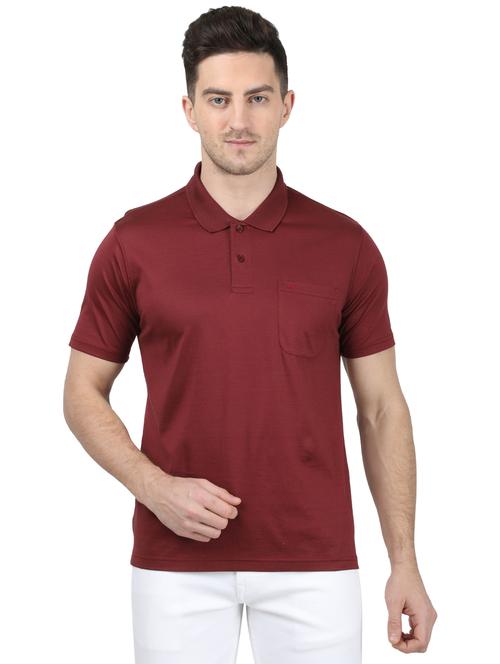 red solid polo t-shirt - 17694924 - Standard Image - 1
