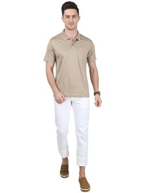 brown solid polo t-shirt - 17694925 - Standard Image - 4