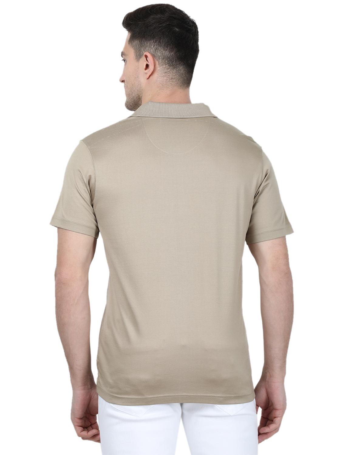 brown solid polo t-shirt - 17694925 - Zoom Image - 3