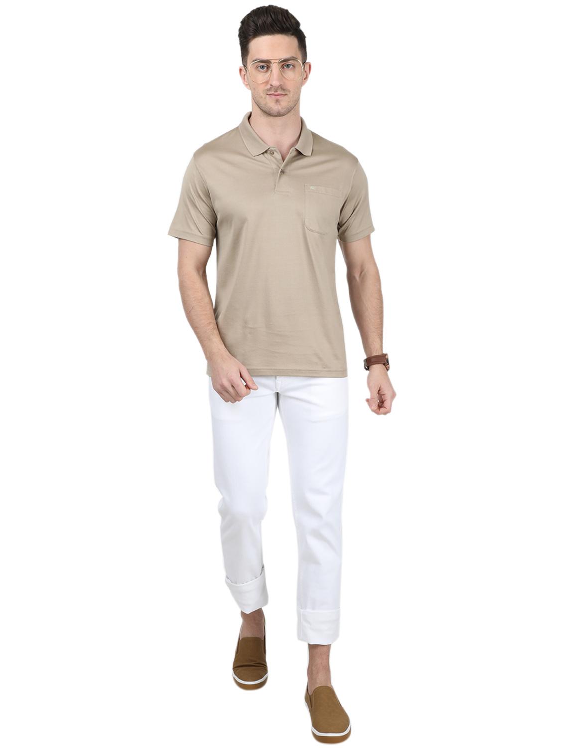 brown solid polo t-shirt - 17694925 - Zoom Image - 4