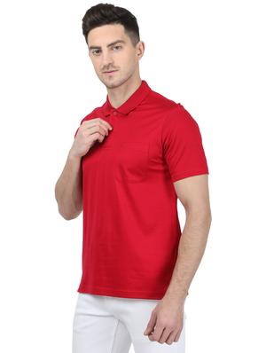 red solid polo t-shirt - 17694928 - Standard Image - 2