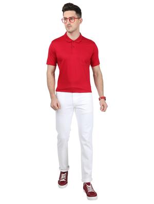 red solid polo t-shirt - 17694928 - Standard Image - 4