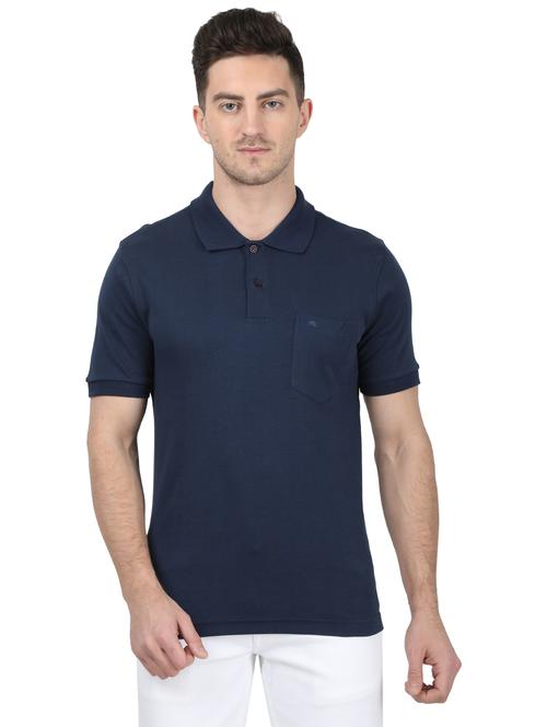 blue solid polo t-shirt - 17694934 - Standard Image - 1