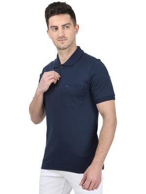 blue solid polo t-shirt - 17694934 - Standard Image - 2