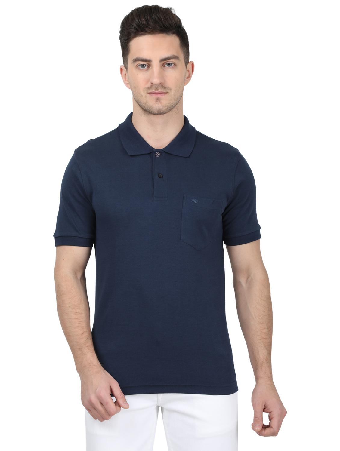blue solid polo t-shirt - 17694934 - Zoom Image - 1