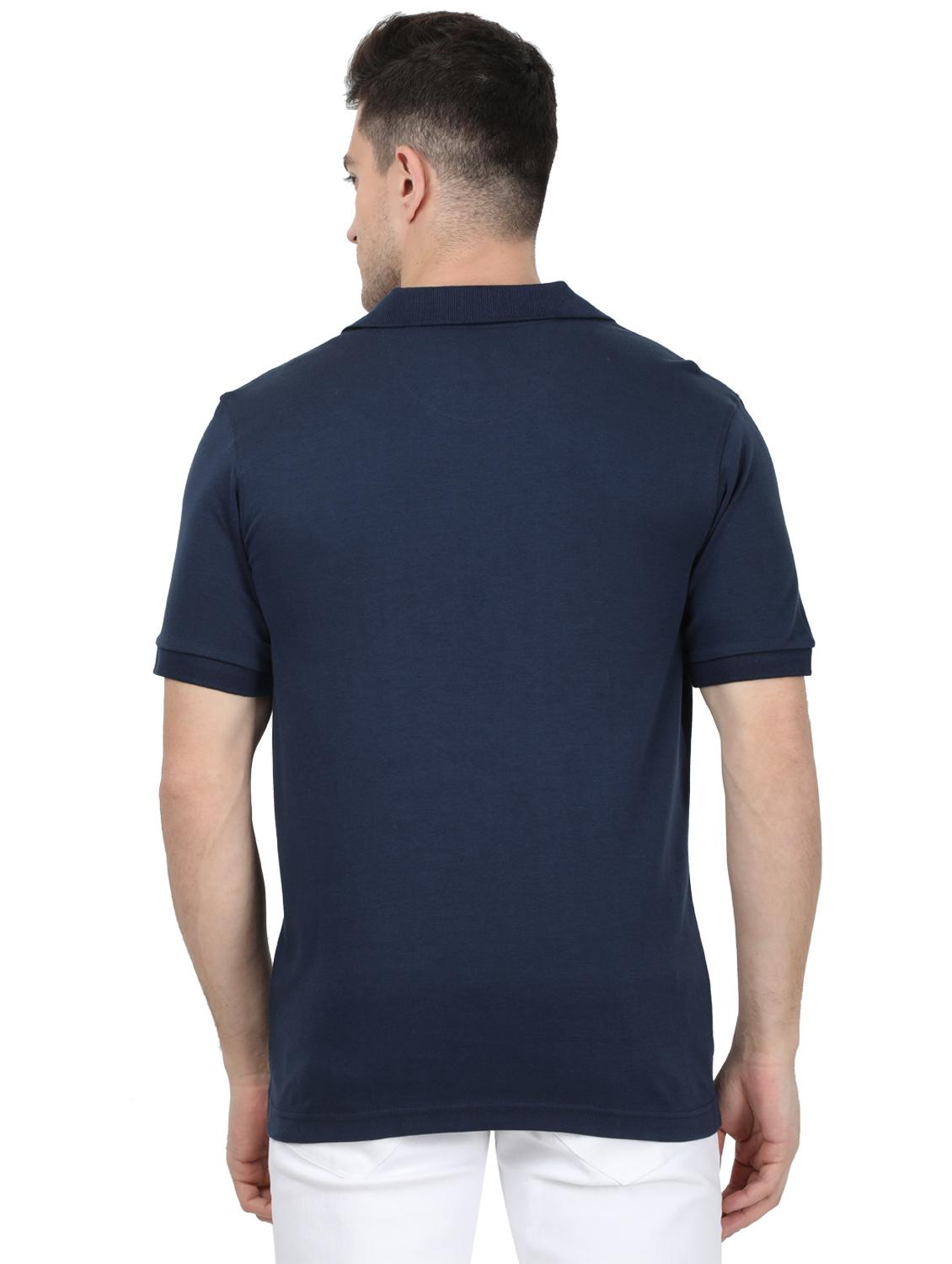 blue solid polo t-shirt - 17694934 - Zoom Image - 3