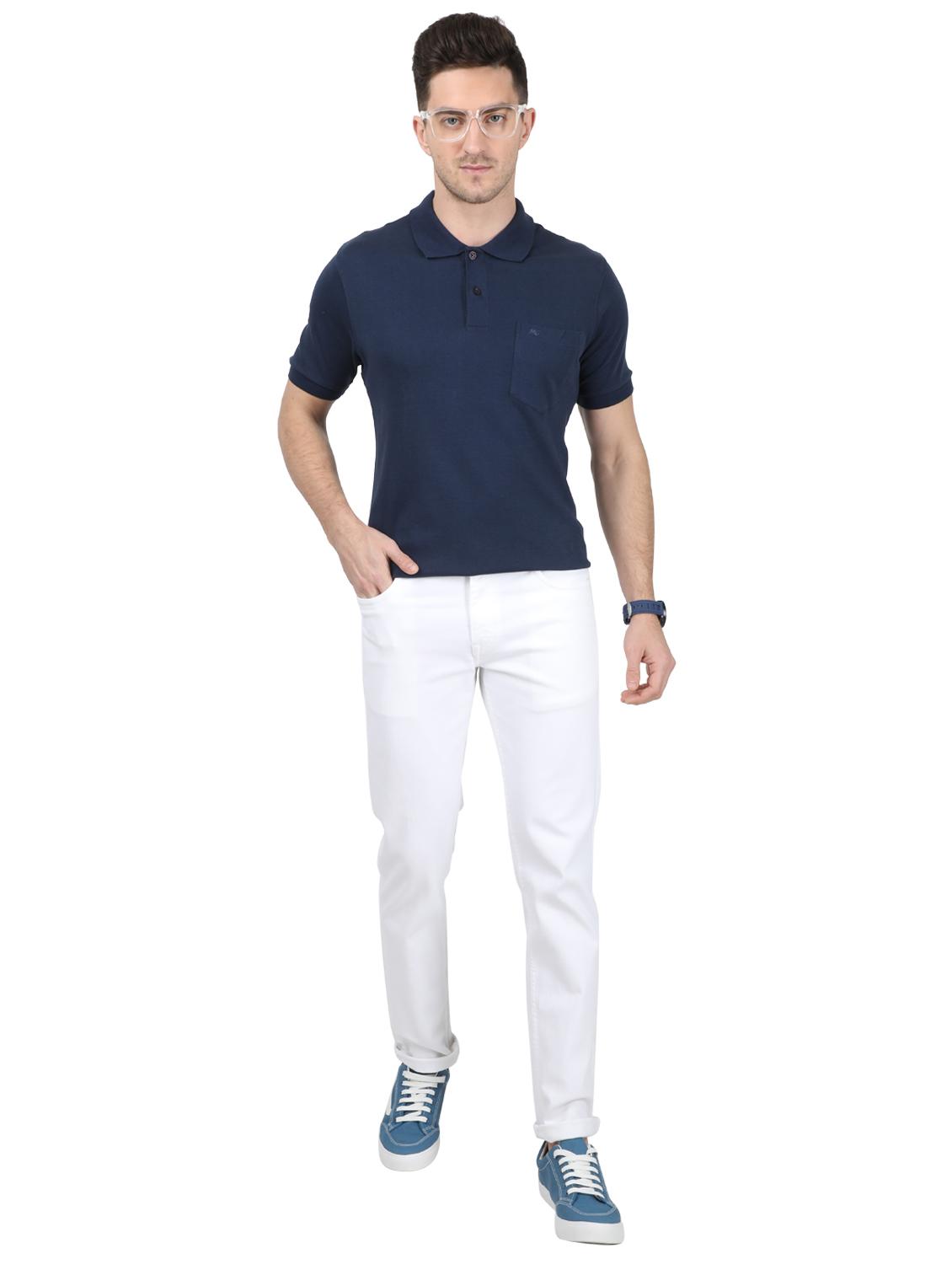 blue solid polo t-shirt - 17694934 - Zoom Image - 4