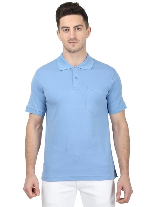 blue solid polo t-shirt - 17694936 - Standard Image - 1
