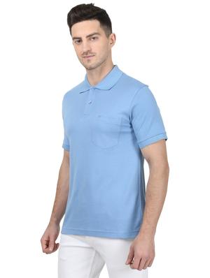 blue solid polo t-shirt - 17694936 - Standard Image - 2