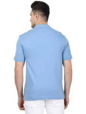 blue solid polo t-shirt - 17694936 - Standard Image - 3