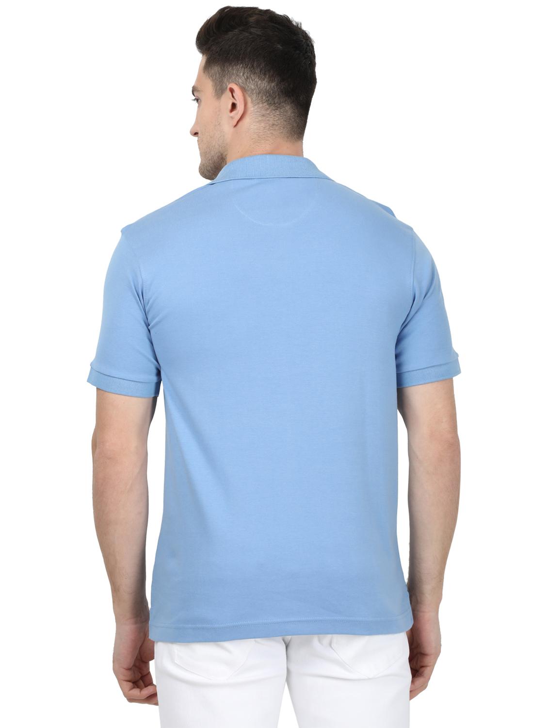 blue solid polo t-shirt - 17694936 - Zoom Image - 3