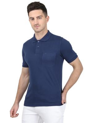 blue solid polo t-shirt - 17694941 - Standard Image - 2