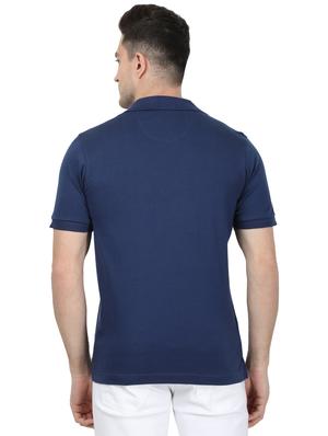 blue solid polo t-shirt - 17694941 - Standard Image - 3