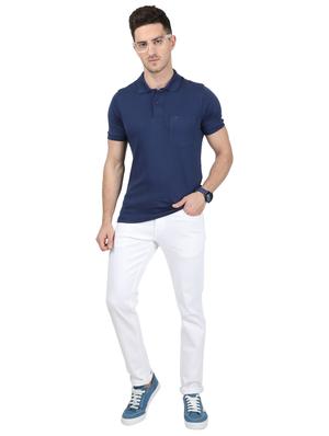 blue solid polo t-shirt - 17694941 - Standard Image - 4