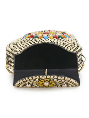 gold metal box clutch - 17694995 - Standard Image - 3