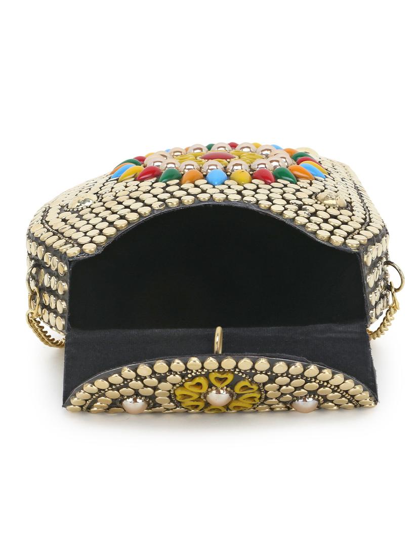 gold metal box clutch - 17694995 - Zoom Image - 3