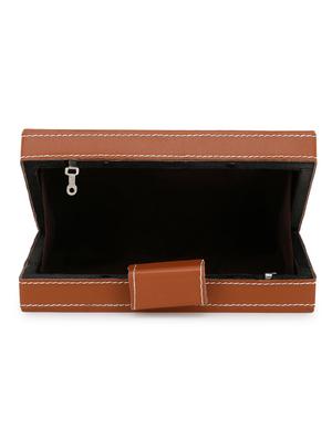 brown leather box clutch - 17695003 - Standard Image - 3