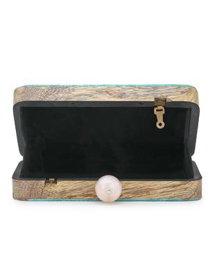 blue wood box clutch - 17695004 - Standard Image - 3
