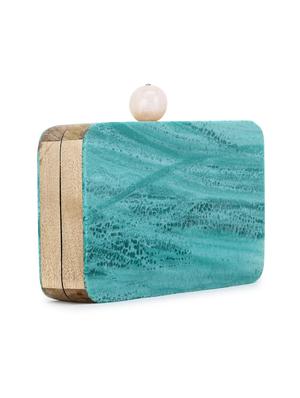 blue wood box clutch - 17695004 - Standard Image - 5