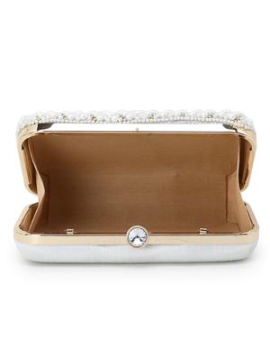 white faux silk box clutch - 17695014 - Standard Image - 3