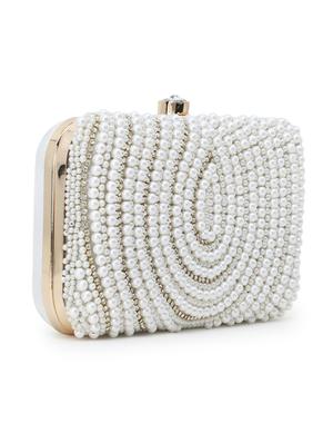 white faux silk box clutch - 17695014 - Standard Image - 5