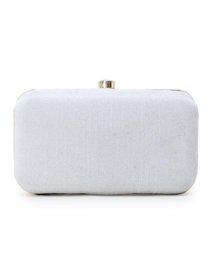 white faux silk box clutch - 17695014 - Zoom Image - 2