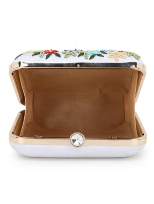 white faux silk box clutch - 17695017 - Standard Image - 3