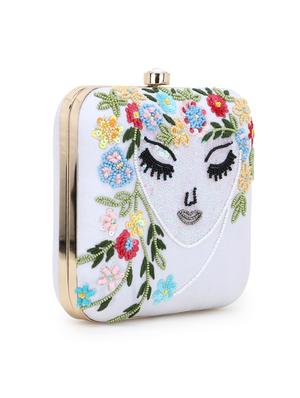 white faux silk box clutch - 17695017 - Standard Image - 5