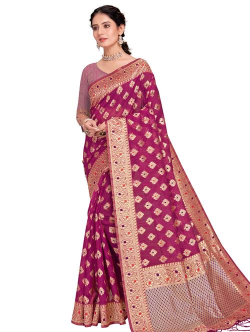 ethnic motifs handloom saree with blouse - 17695049 - Standard Image - 1