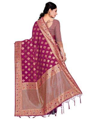 ethnic motifs handloom saree with blouse - 17695049 - Standard Image - 2