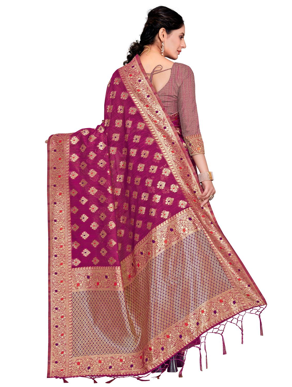 ethnic motifs handloom saree with blouse - 17695049 - Zoom Image - 2